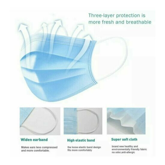 100 Pcs Blue Color Face Mask Mouth & Nose Protector Respirator Masks with Filter image {9}