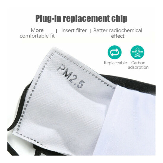 Reusable Washable Face Mask with Breath Port + 2 PM2.5 Carbon Filters 5 Layers image {5}