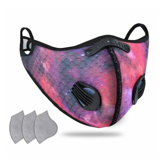 Sport Cycling Face Mask With Active Carbon Filters Breathing Valves Washable USA image {18}