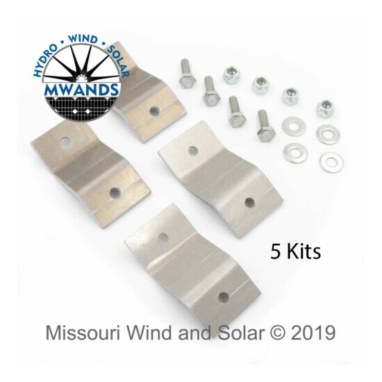 Set of 5 Solar Panel Z Clip Mounting Bracket Kits - Made in the USA image {1}