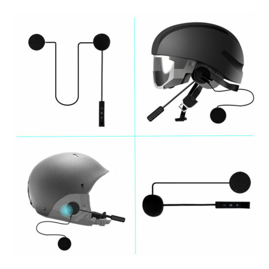 Rechargeable Motorcycle Helmet Wireless Bluetooth Headset Speaker Mic Motorbike image {8}