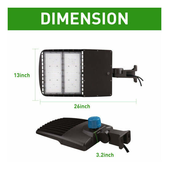 300W LED Shoebox Parking Lot Lights with Photocell 5000K 42000LM Wall Mount  image {5}