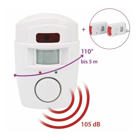 Olympia House Alarm Motion Detector Alarm Function 2 Remotes 105 dB Siren image {1}