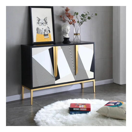 Freestanding Gold Kitchen Cabinet Buffet Table Sideboard Organizer with 3 Doors  image {1}