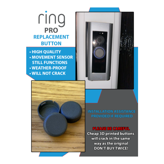 RING Doorbell Pro Replacement Button - High Quality UV Resistant & Sensor Works image {1}