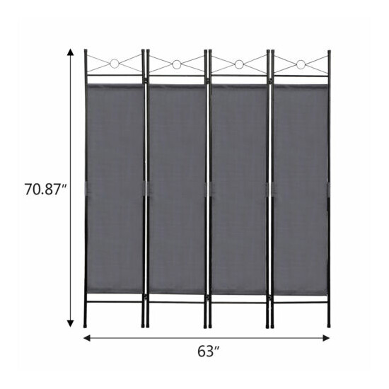 4-Panel Fabric Room Divider Office & Home Partition Privacy Folding Screen Gray image {2}
