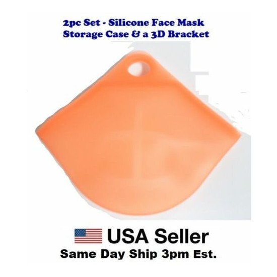 Face Mask Storage Case Orange Silicone & 3D Bracket Inner Frame US FAST SHIP 2pc image {1}
