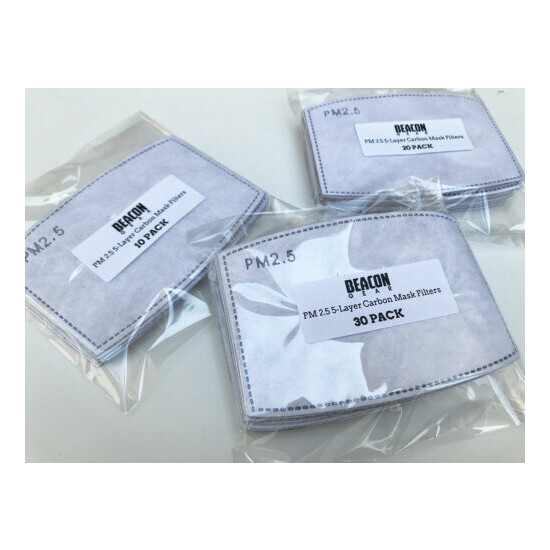 PM2.5 Face Mask Filters - 5 Layer Carbon Filters Replacement for Face Masks image {1}