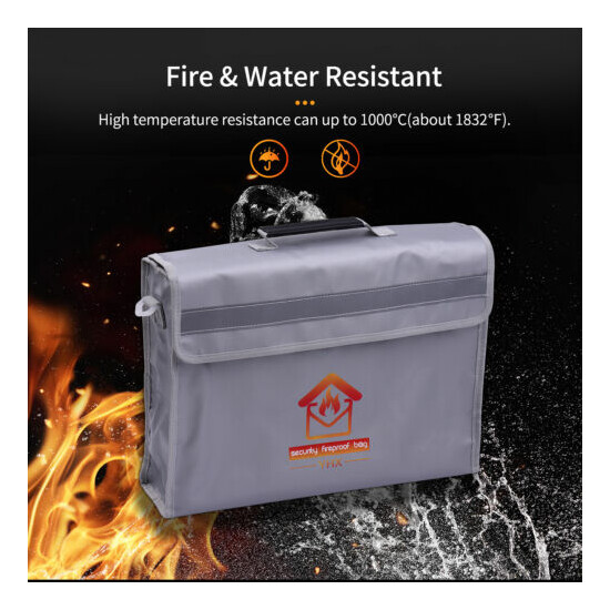Fireproof Document Bag Large Size Fire & Water Resistant Money Bag Safety Pouch image {3}