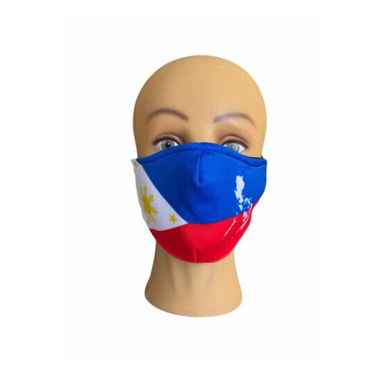 Philippines Flag Mask for Kids, Filter Pocket, Nose Wire, Adjustable Elastic image {1}
