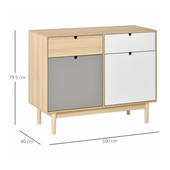 HOMCOM Sideboard Storage Cabinet Kitchen Cupboard with Drawers for Bedroom image {4}