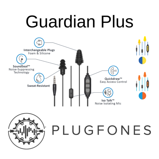 Plugfones Guardian Plus, Earplugs with Audio, Earplug Headphones, 26 dB NRR image {3}