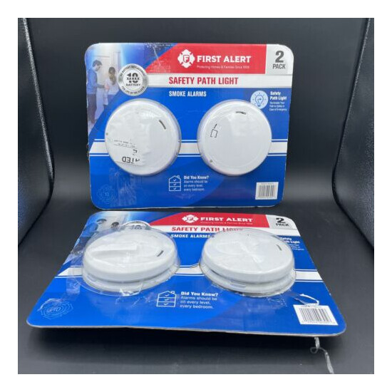 First Alert Smoke Alarms 10 year Battery Pack Safety Path Light Pack Of 4 image {1}