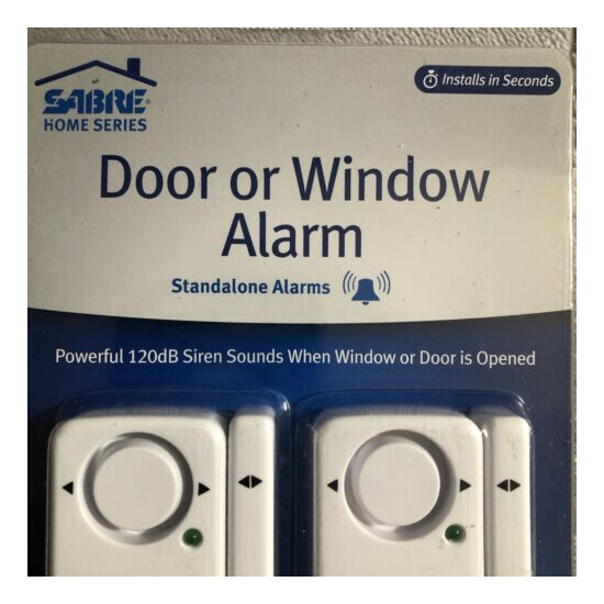 SABRE DOOR & WINDOW ALARM 2pk Sliding Patio Basement Garage Car Home Safety LOUD image {2}