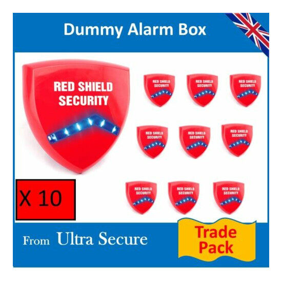 10 x Decoy Alarm Sirens (Dummy) & Flashing LED's Trade Pack (Red Shield Logo) image {1}