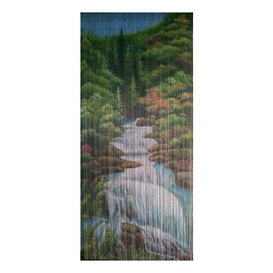 Beaded Curtain Strings Home Room Divider Japanese Bamboo Painted Art Decorations image {2}
