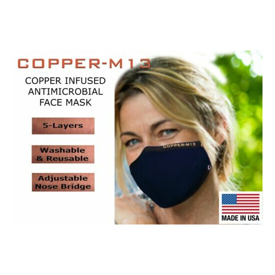 5 Layer Copper Infused Anti-Microbial Face Mask - Multiple Colors & Sizes image {2}