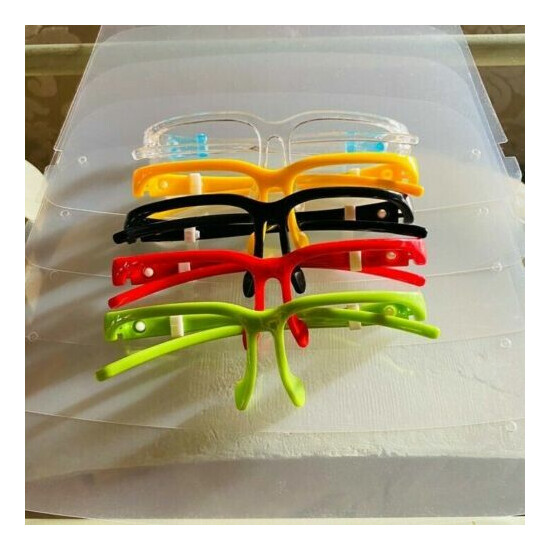 [5 Pack] 5 Color available Glasses Frame with Reusable Face Shield Guard Protect image {1}