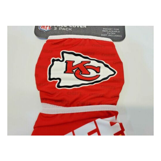 ABK Kansas City Chiefs Football NFL 3 Pack Face Mask Covers W Filter Pocket NEW image {4}