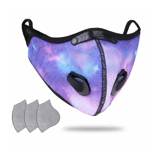 Sport Cycling Face Mask With Active Carbon Filters Breathing Valves Washable USA image {19}