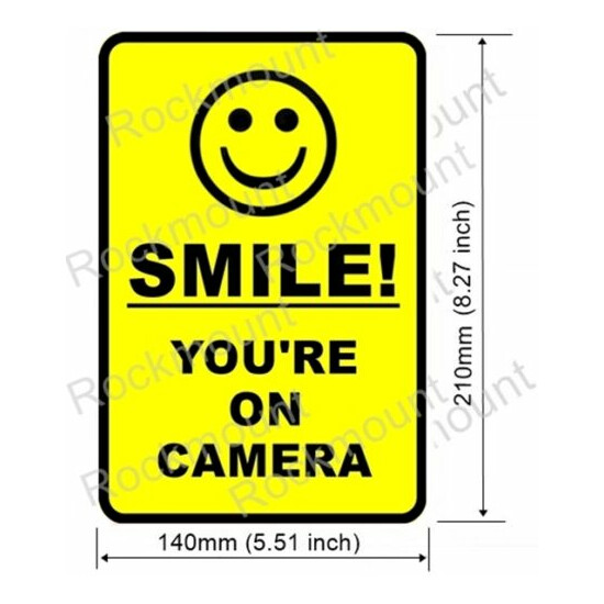 2 Home Business SMILE YOU'RE ON CAMERA Window Door Warning Vinyl Sticker Decal image {3}