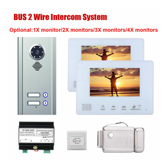 7Inch BUS 2 Wire Video doorbell Intercom Night Vision camera Home Door Phone image {1}