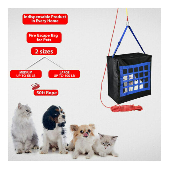Fire Evacuation Device for Pets - 2 Sizes - Rope 50 Feet Incl. image {1}
