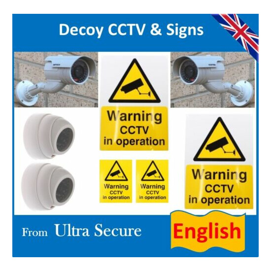 Dummy CCTV Camera's & English Signs & Labels (ideal for Homes & Business) image {1}