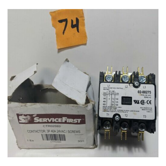Service First CTR02593 Contactor; 3P 40A 24VAC / SCREWS image {1}