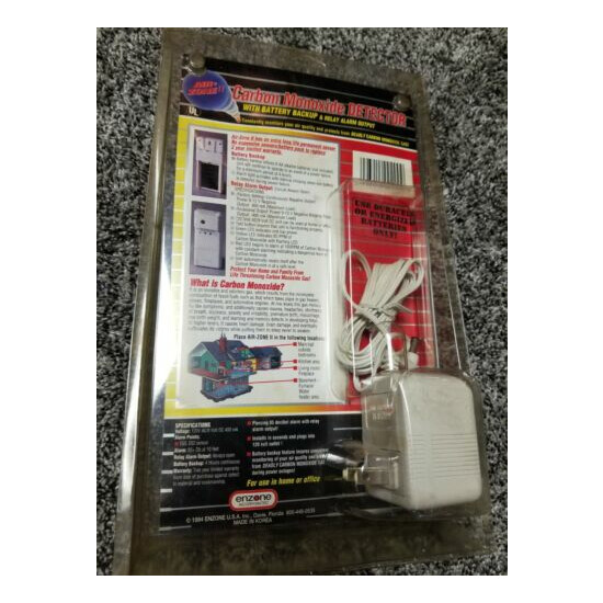 Enzone Air Zone II AC & DC Powered Carbon Monoxide Detector Plug In Supply NEW image {4}