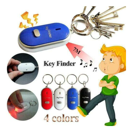 LED Anti-Lost Key Finder Locator Schlüsselanhänger Control Sound u Whistle O2P8 image {1}