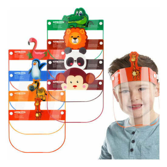 8-Pack Kids' Protective Safety Face Shields Reusable Clear Cover Cartoon Designs image {1}