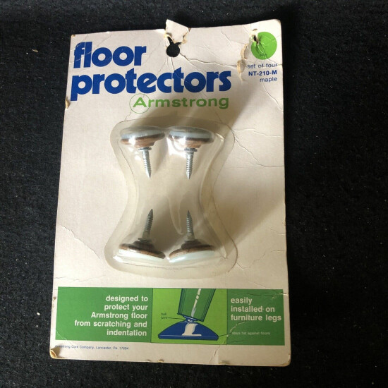VINTAGE ARMSTRONG JOINTED FLOOR PROTECTORS CHAIR GLIDES MCM NOS image {1}