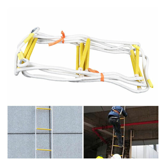 16 Ft Emergency Fire Ladder Flame Resistant Safe Rope Climb Ladder Escape Ladder image {3}