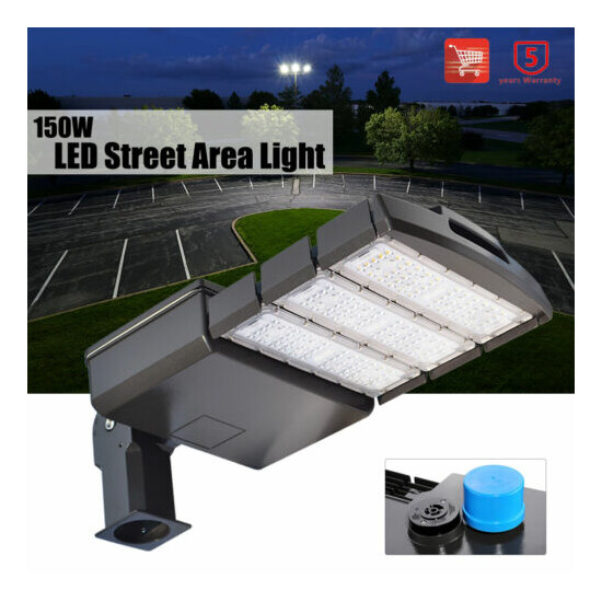 Dusk to Dawn 150W LED Parking Lot Lights Street Light Shoebox Pole Light Fixture Thumb {1}