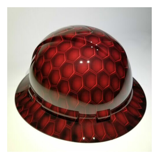NEW FULL BRIM Hard Hat custom hydro dipped in 3D RED HEX CARBON DEEP 3D EFFECTS image {2}