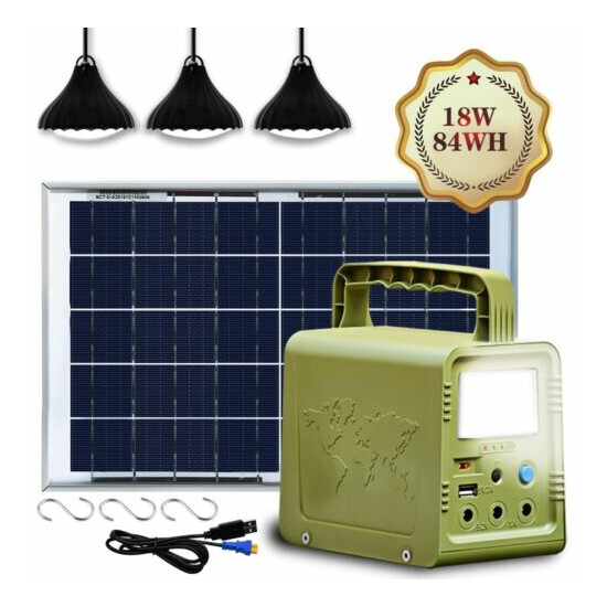 Solar Panel Power Generator Kit Portable Camping Power Station Outdoor Battery image {1}