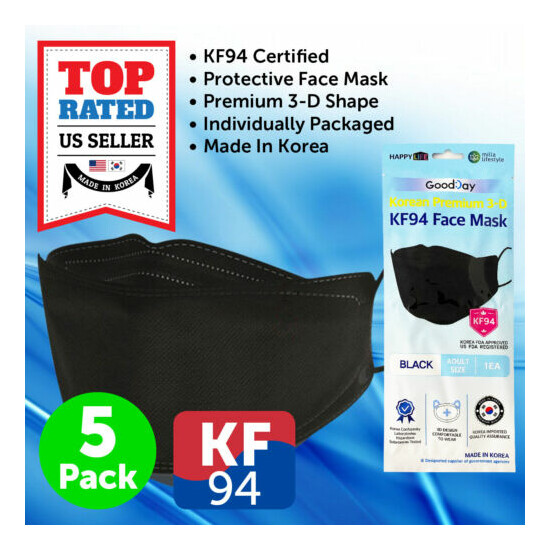 2/3/5/10 Pack KF94 BLACK Face Mask Individual Packed Safety Protective Adult image {10}