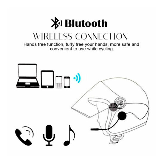 Rechargeable Motorcycle Helmet Wireless Bluetooth Headset Speaker Mic Motorbike image {3}