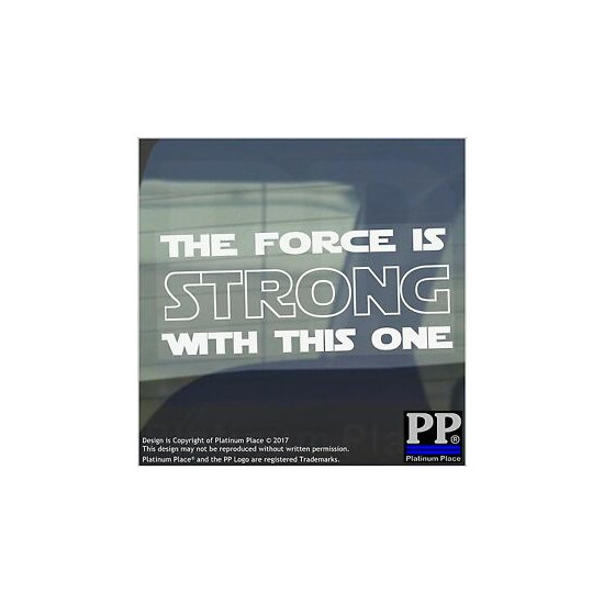 1 x The Force is Strong with this One-WHITE-Car,Van,Sign,Sticker,Star Wars,Yoda image {1}
