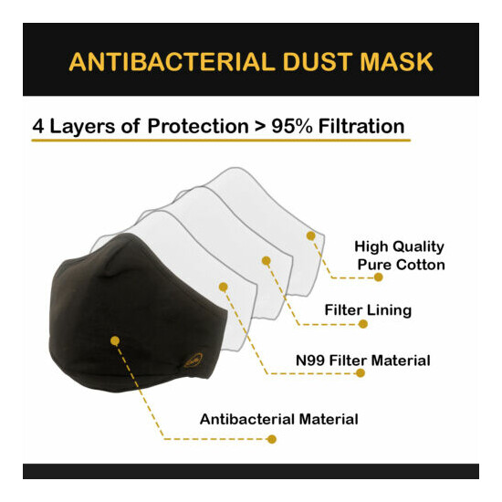  Copper Ion Infused Face Mask with 4 Layers of Filtration - 1 pack image {3}