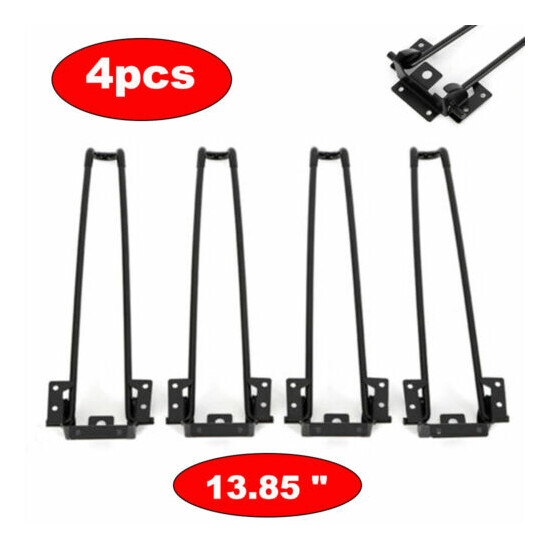 13.85Inch Coffee Table Metal Hairpin Legs Solid Iron Bar Black Set of 4 Foldable image {1}