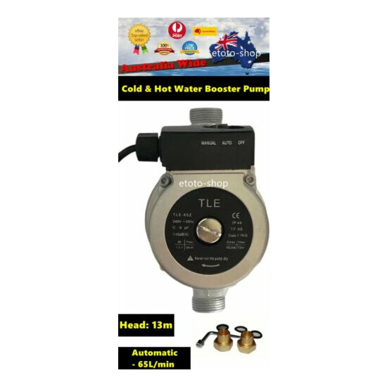 Jumbo AUTOMATIC On Off Hot Water Shower Booster Pump Gravity Fed 65 L/min image {1}
