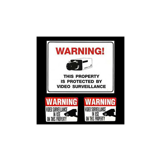 LOT OF HOME SECURITY SURVEILLANCE CAMERA WARNING YARD SHED SIGN+WINDOW STICKERS image {1}