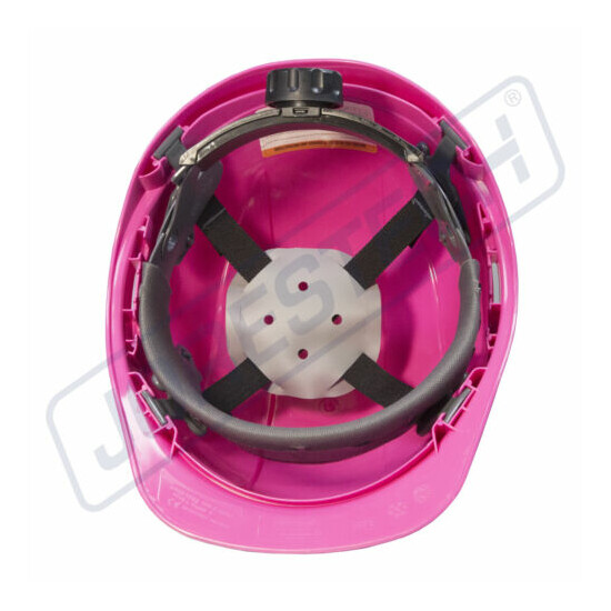 Pink Hard Hat JORESTECH Adjustable Ratchet Suspension Safety Cap Style image {4}