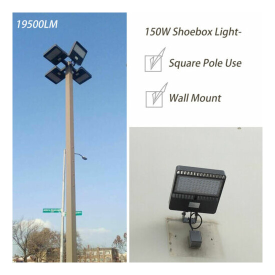 150W Led Parking Lot Light Shoebox Area Light Street Pole Flood Lamp Wall mount Thumb {12}