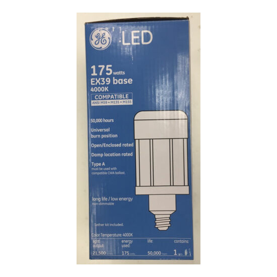 175 Watt LED Corn Bulb Replacement Lamp by GE 400W Metal Halide Replacement E39 Thumb {2}