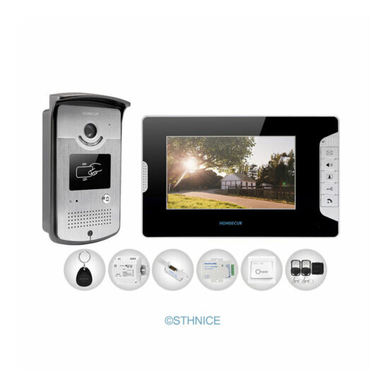 Video Door Phone Kit 1V1 + Strike Lock + Remote + Exit Button + Keyfobs + PSU image {1}