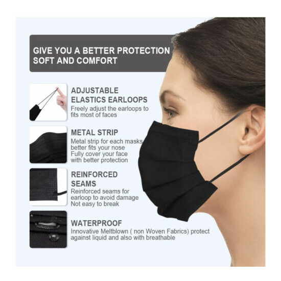 100 / 50 PCS Black Face Mask Mouth & Nose Protector Respirator Masks with Filter image {2}