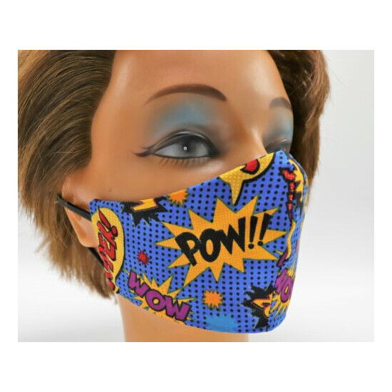 Comic Book Print Washable Cloth Face Mask, Reusable Cotton Facial Cover image {1}